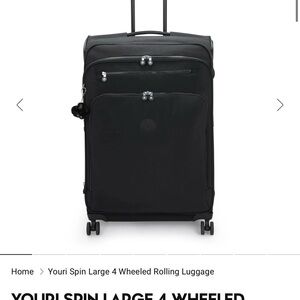 Kipling Black Rolling Spinner Luggage with Front Zip Pockets